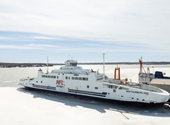 MV Northumberland docked in Pictou, Nova Scotia for annual maintenance and upgrades. 