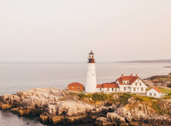 A lighthouse on the coast of Maine