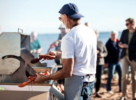 A Chef Barbecuing Lobster at the PEI Fall Flavours Lobster Party