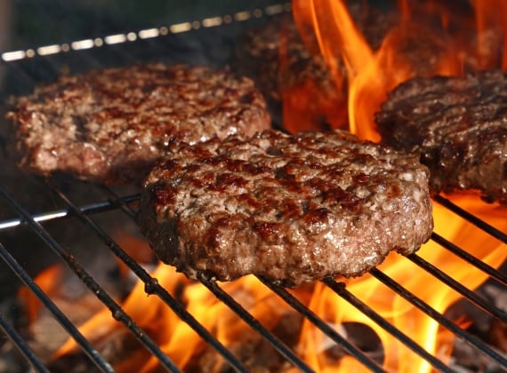 Burgers being grilled