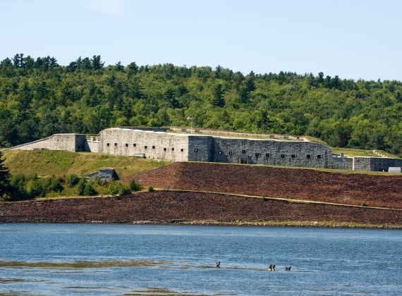 Coastline view of Fort Know, Maine