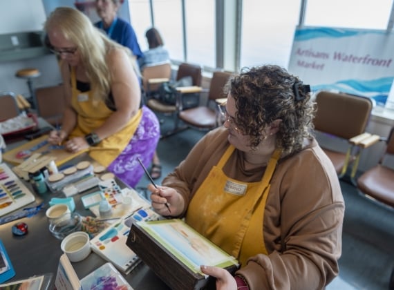 Painting Seaside experiences on board an NFL ferry 