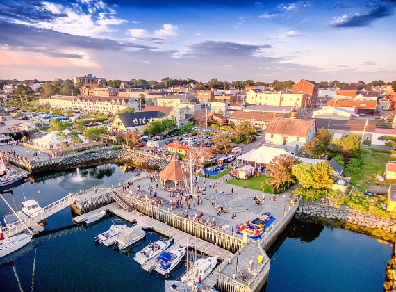 The boardwalk in downtown Yarmouth