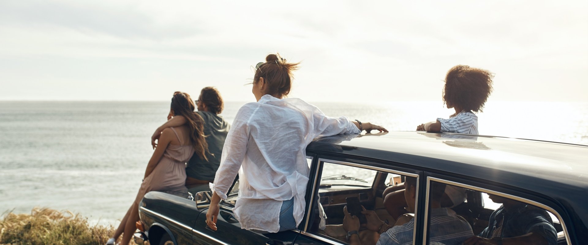 Group of friends on a road trip